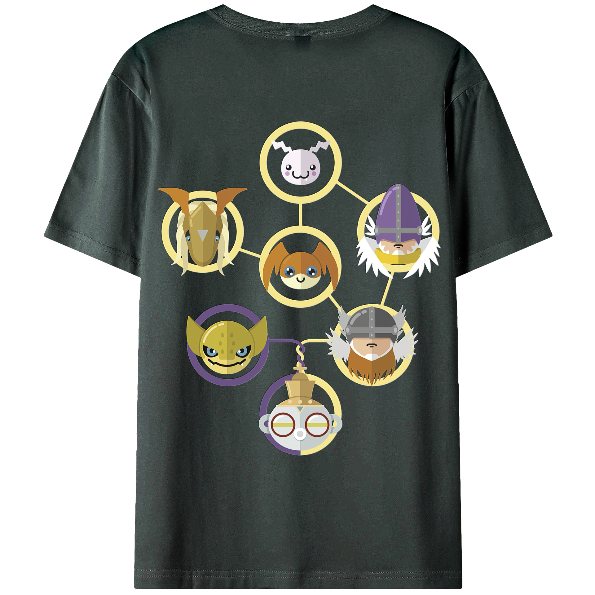 （画像用） Digimon デジタルモンスター/デジモン 綿100％ メンズ半袖Tシャツ（バックプリント） 通気性